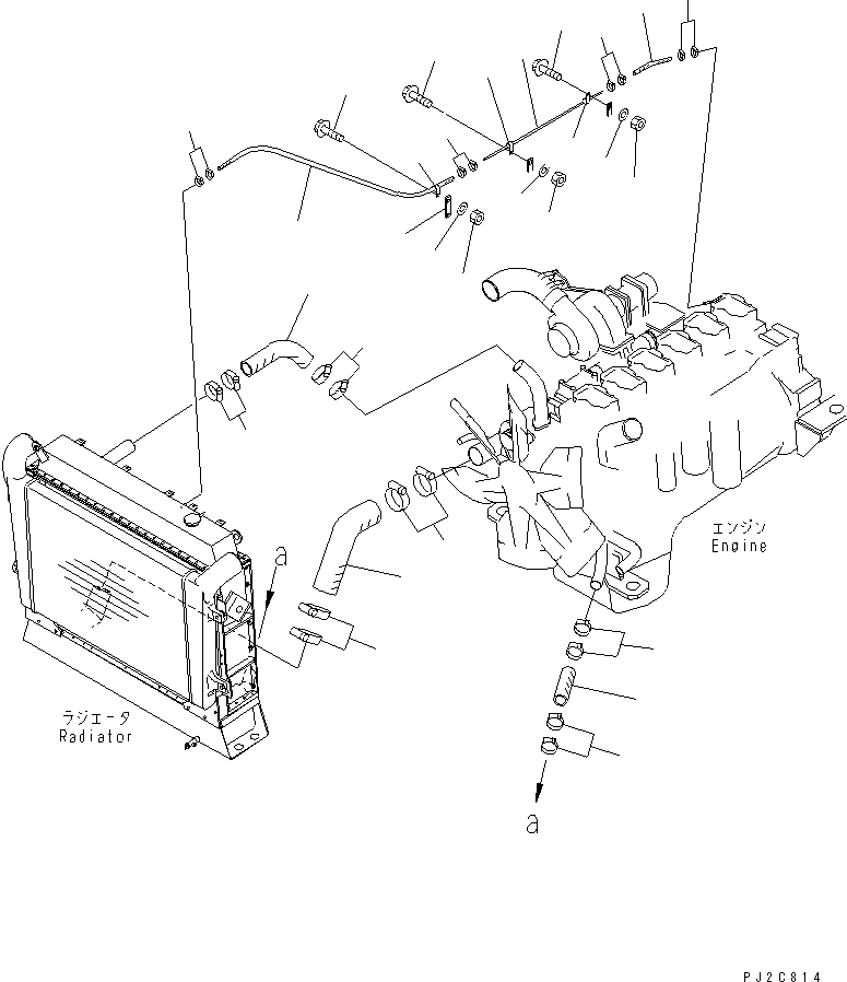 Komatsu parts book diagram for HM350-1L S/N A10001-UP: ENGINE HOSE