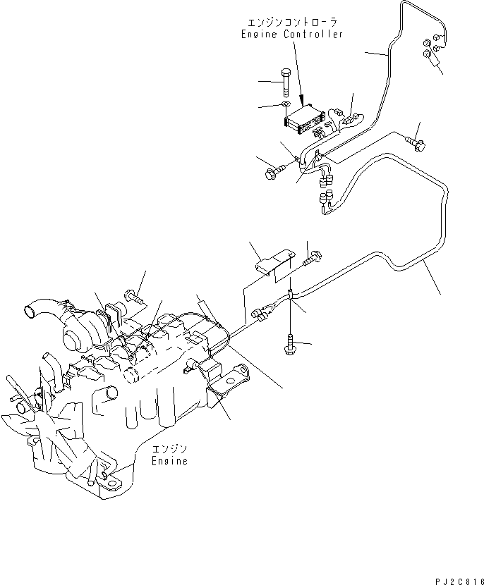 Komatsu parts book diagram for HM350-1L S/N A10001-UP: ENGINE HARNESS