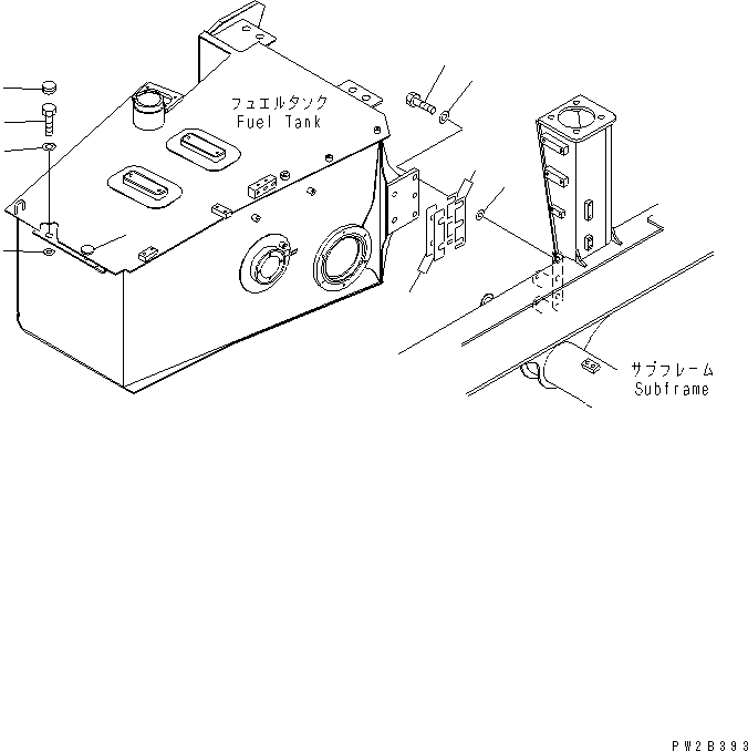 Komatsu parts book diagram for HM350-1L S/N A10001-UP: FUEL TANK (MOUNTING PARTS)