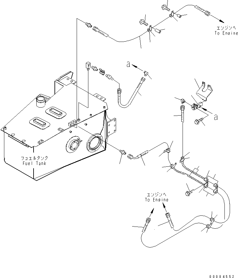 Komatsu parts book diagram for HM350-1L S/N A10001-UP: FUEL PIPING