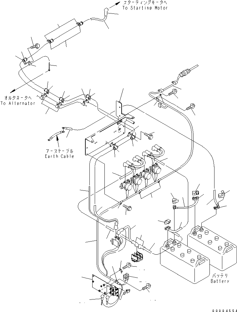 Komatsu parts book diagram for HM350-1L S/N A10001-UP: BATTERY (WIRING)