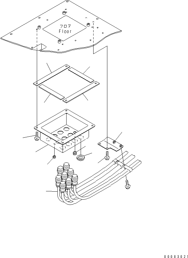 Komatsu parts book diagram for HM350-1L S/N A10001-UP: FRONT FRAME ELECTRICAL (CAB FLOOR COVER)