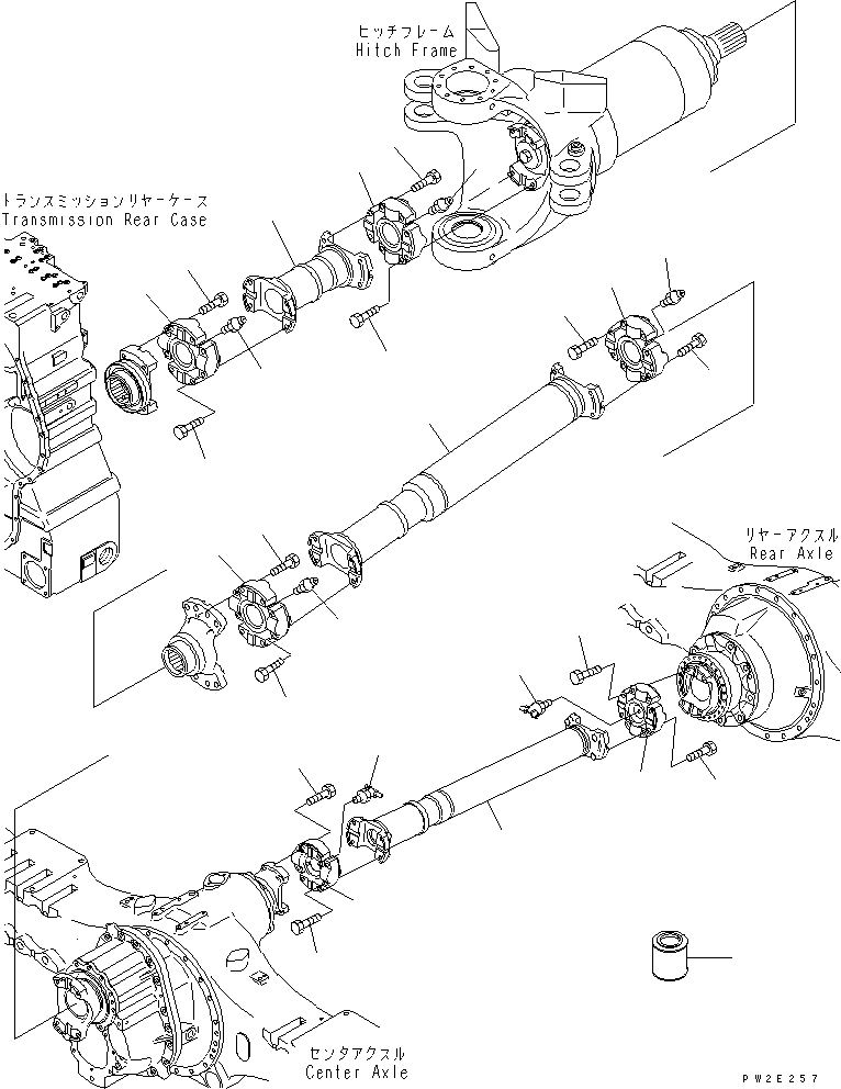Komatsu parts book diagram for HM350-1L S/N A10001-UP: REAR DRIVE SHAFT