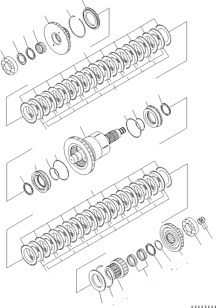 Komatsu parts book diagram for HM350-1L S/N A10001-UP: TRANSMISSION (FORWARD HI AND 1ST)
