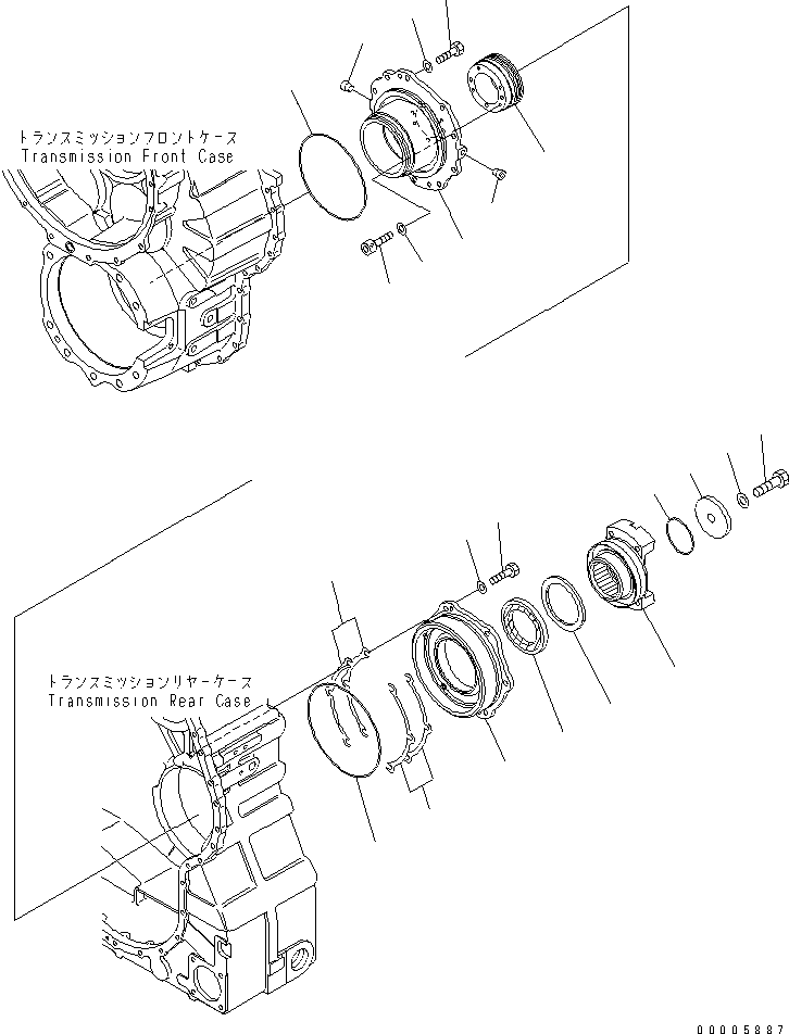 Komatsu parts book diagram for HM350-1L S/N A10001-UP: TRANSMISSION (OUTPUT) (1/2)