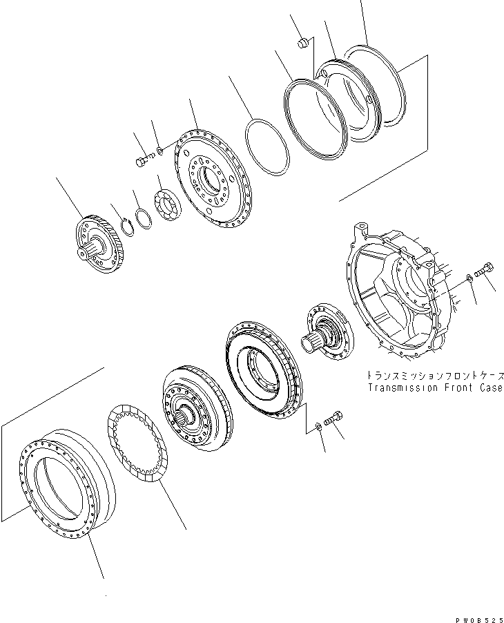 Komatsu parts book diagram for HM350-1L S/N A10001-UP: TRANSMISSION (TORQUE CONVERTER) (DRIVE CASE)