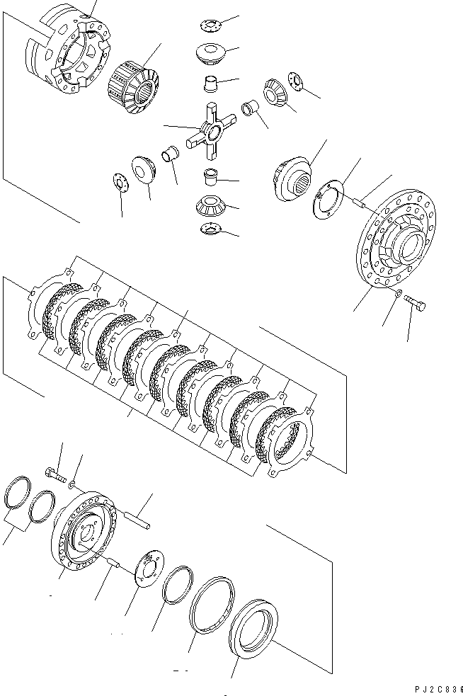 Komatsu parts book diagram for HM350-1L S/N A10001-UP: FRONT DIFFERENTIAL (DIFFERENTIAL LOCK)