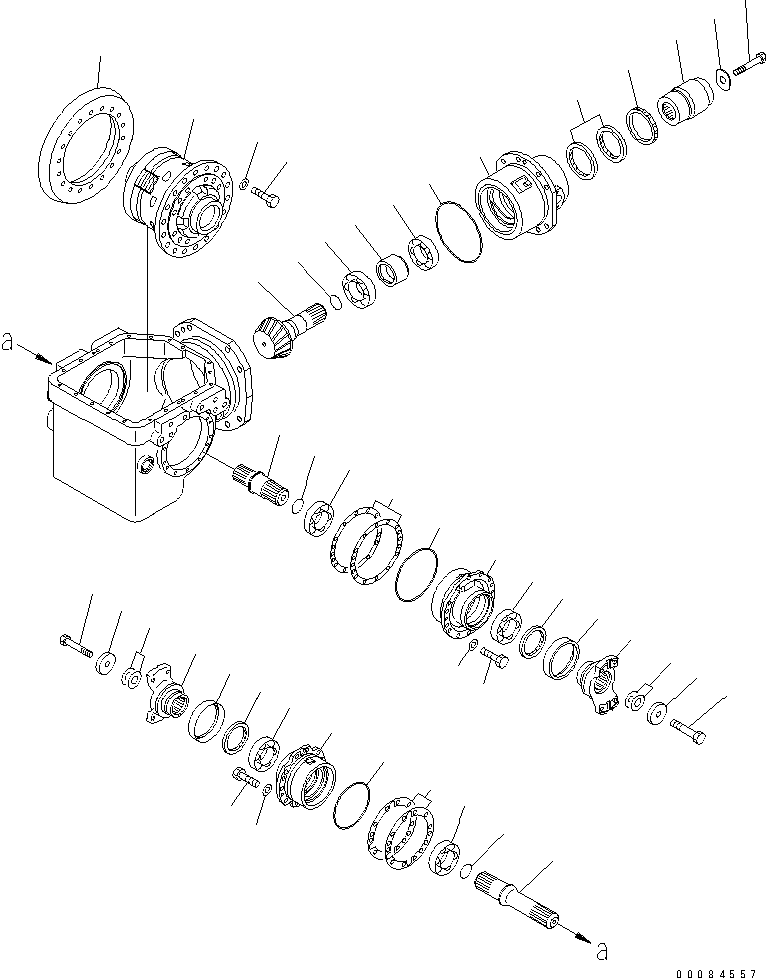 Komatsu parts book diagram for HM350-1L S/N A10001-UP: FRONT DIFFERENTIAL (PINION GEAR AND COUPLING)