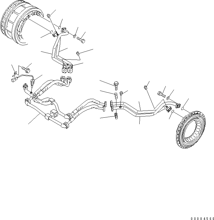 Komatsu parts book diagram for HM350-1L S/N A10001-UP: FRONT BRAKE COOLING
