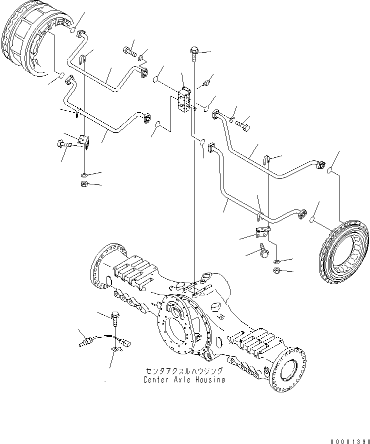 Komatsu parts book diagram for HM350-1L S/N A10001-UP: CENTER BRAKE COOLING