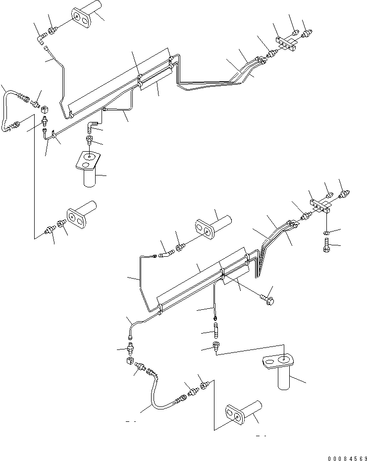 Komatsu parts book diagram for HM350-1L S/N A10001-UP: LUBRICATION (FRONT FRAME)