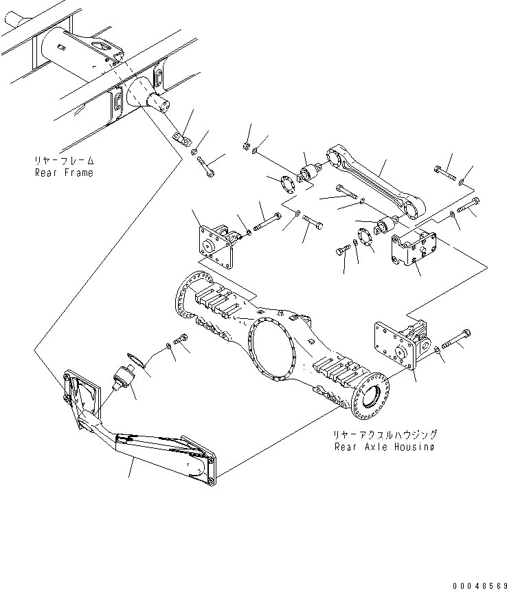 Komatsu parts book diagram for HM350-1L S/N A10001-UP: REAR AXLE SUPPORT