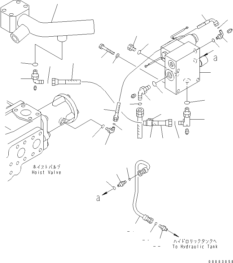 Komatsu parts book diagram for HM350-1L S/N A10001-UP: HYDRAULIC PIPING (E.P.C. VALVE LINE) (1/2)