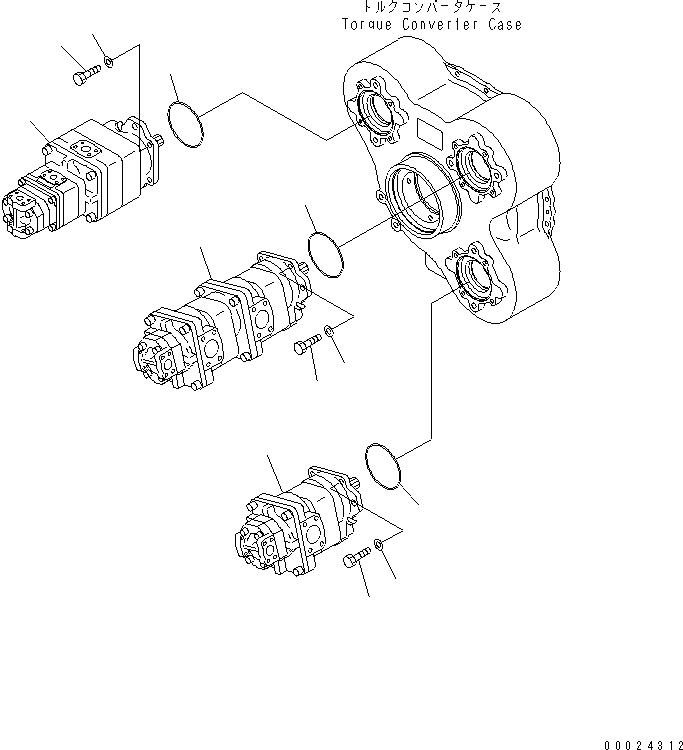 Komatsu parts book diagram for HM350-1L S/N A10001-UP: HYDRAULIC PUMP (MOUNTING PARTS)