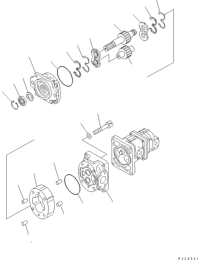 Komatsu parts book diagram for HM350-1L S/N A10001-UP: PUMP ASSEMBLY (SAR80+80+8) (1/3)