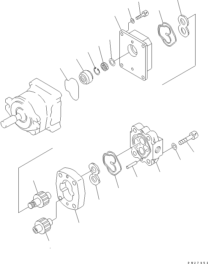 Komatsu parts book diagram for HM350-1L S/N A10001-UP: PUMP ASSEMBLY (SBR8+8) (2/2)