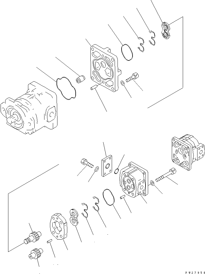 Komatsu parts book diagram for HM350-1L S/N A10001-UP: PUMP ASSEMBLY (SAR80+12+8) (2/3)