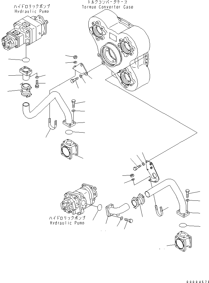 Komatsu parts book diagram for HM350-1L S/N A10001-UP: HYDRAULIC PIPING (PUMP TO TORQUE CONVERTER)