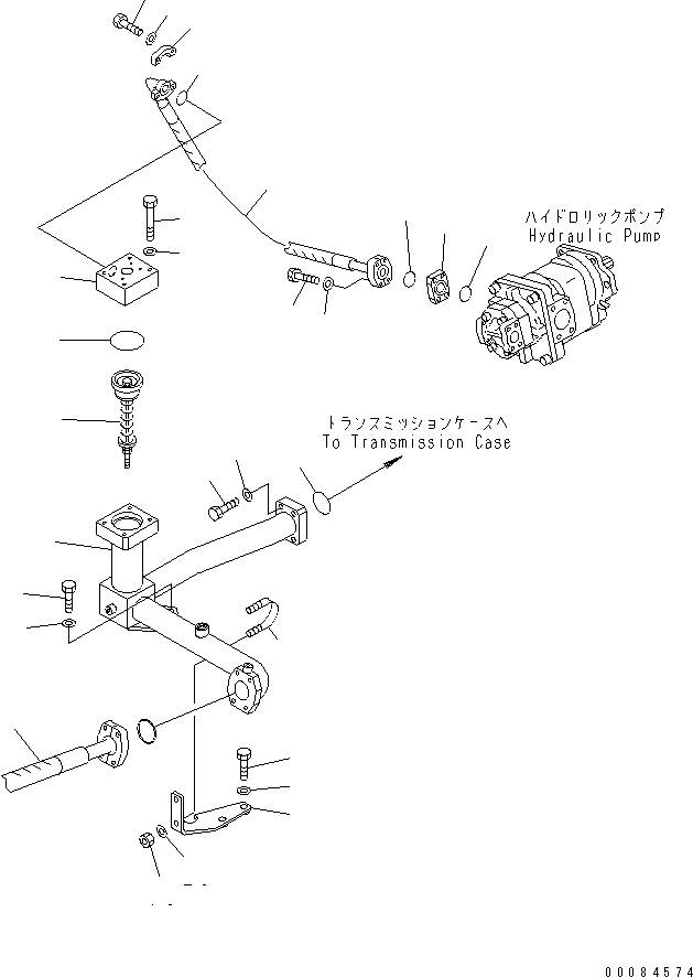 Komatsu parts book diagram for HM350-1L S/N A10001-UP: HYDRAULIC PIPING (FILTER TO PUMP)