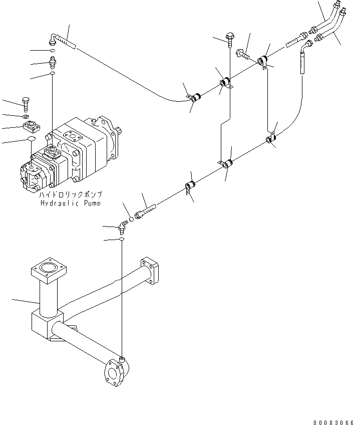Komatsu parts book diagram for HM350-1L S/N A10001-UP: HYDRAULIC PIPING (REAR DIFFERENTIAL LOCK LINE)