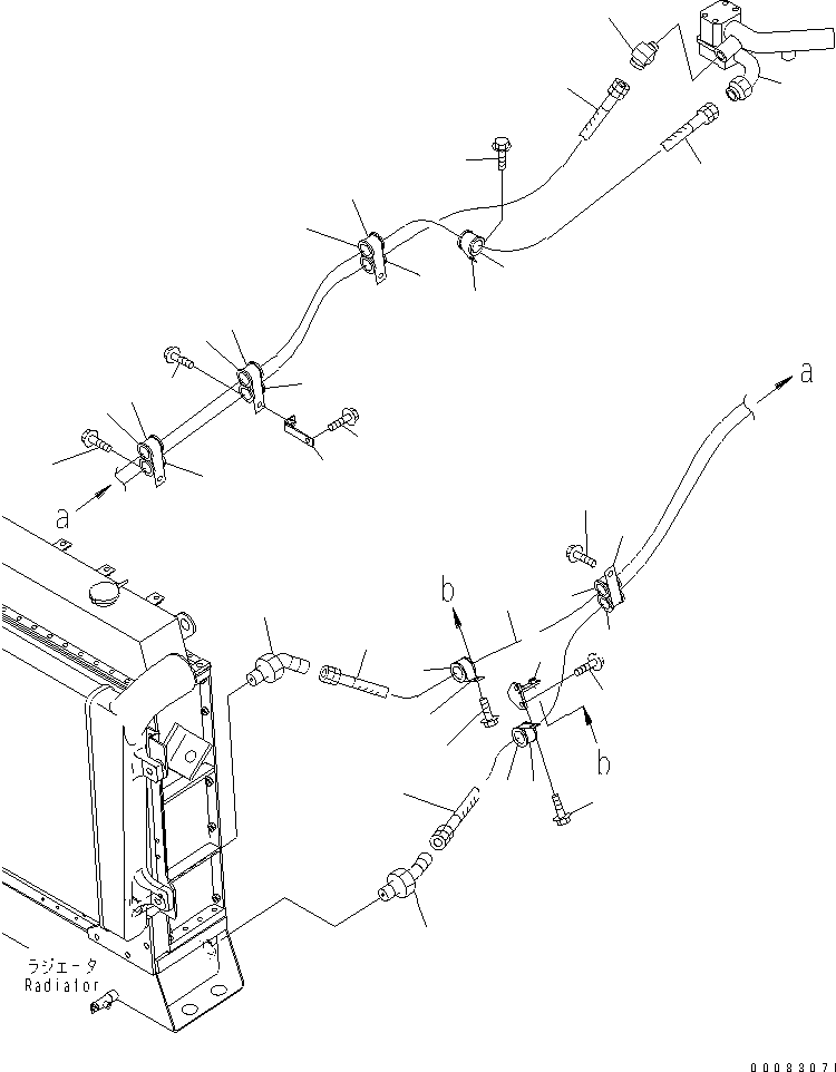 Komatsu parts book diagram for HM350-1L S/N A10001-UP: HYDRAULIC PIPING (RADIATOR COOLING LINE)