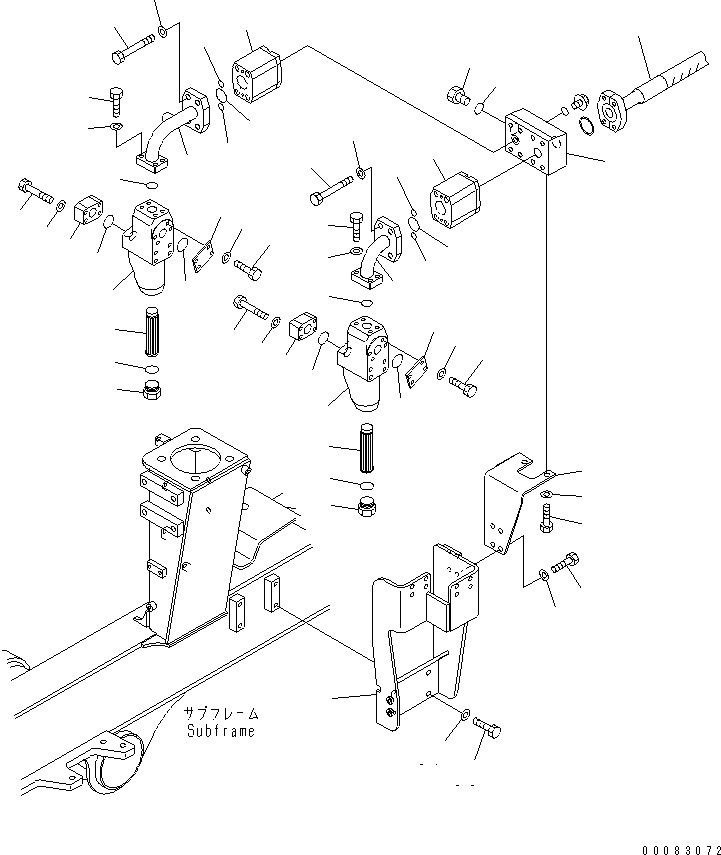 Komatsu parts book diagram for HM350-1L S/N A10001-UP: HYDRAULIC PIPING (LINE FILTER AND PIPING)