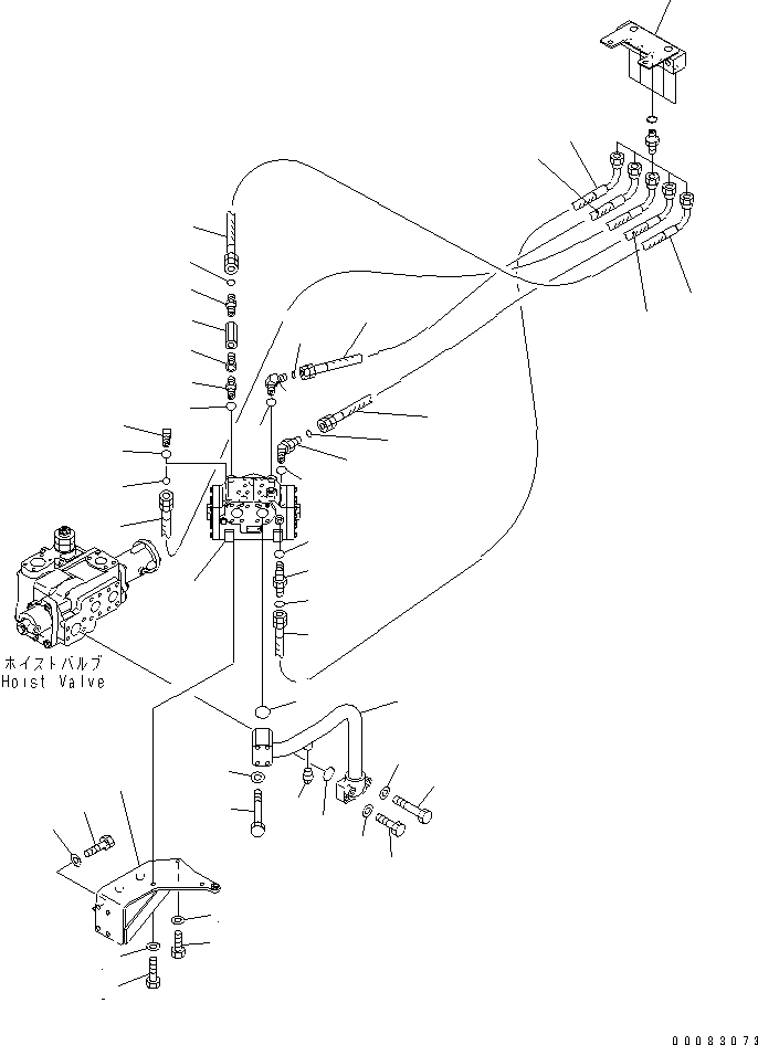 Komatsu parts book diagram for HM350-1L S/N A10001-UP: HYDRAULIC PIPING (STEERING CYLINDER LINE) (1/2)