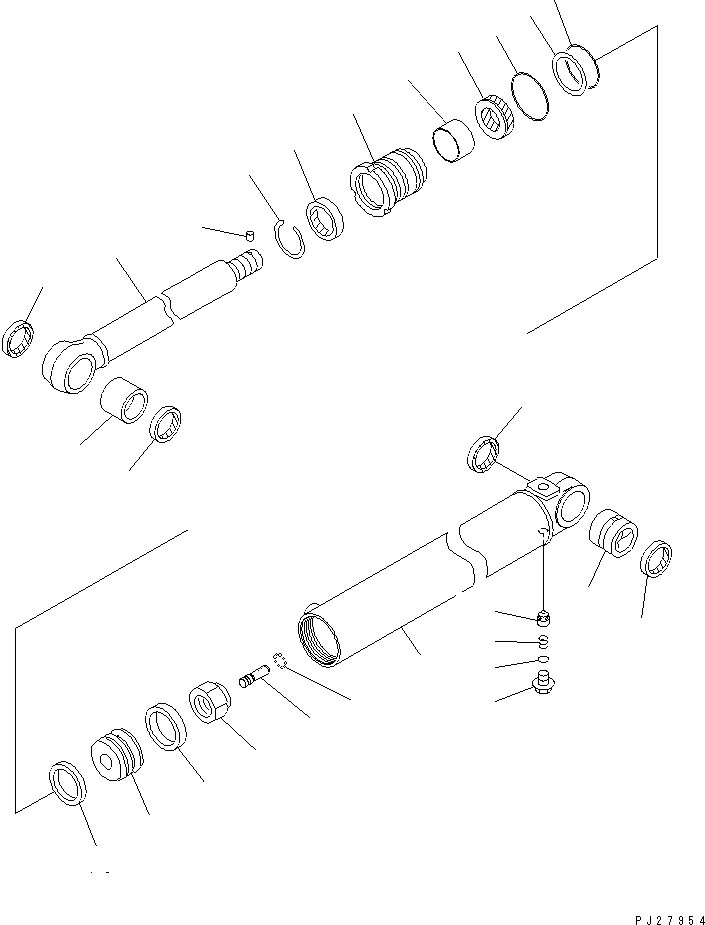 Komatsu parts book diagram for HM350-1L S/N A10001-UP: STEERING CYLINDER (INNER PARTS)
