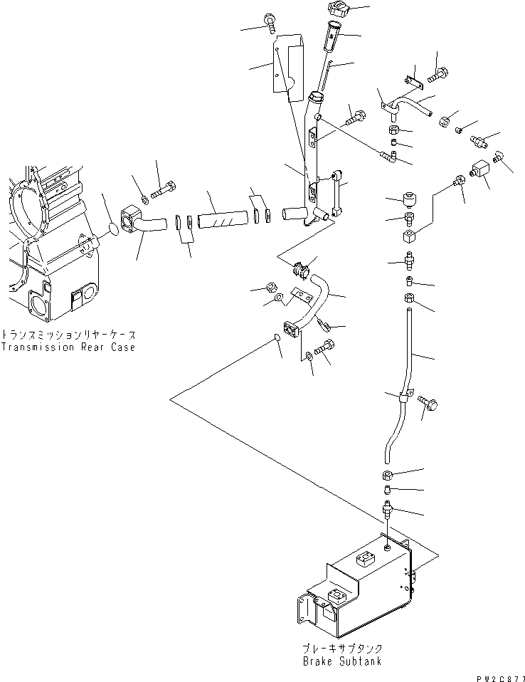 Komatsu parts book diagram for HM350-1L S/N A10001-UP: BRAKE COOLING PIPING (TRANSMISSION TO BRAKE SYSTEM TANK)