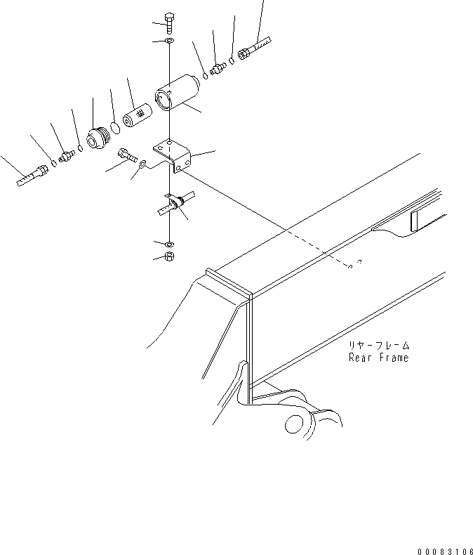 Komatsu parts book diagram for HM350-1L S/N A10001-UP: DIFFERENTIAL LOCK PIPING (LINE STRAINER)