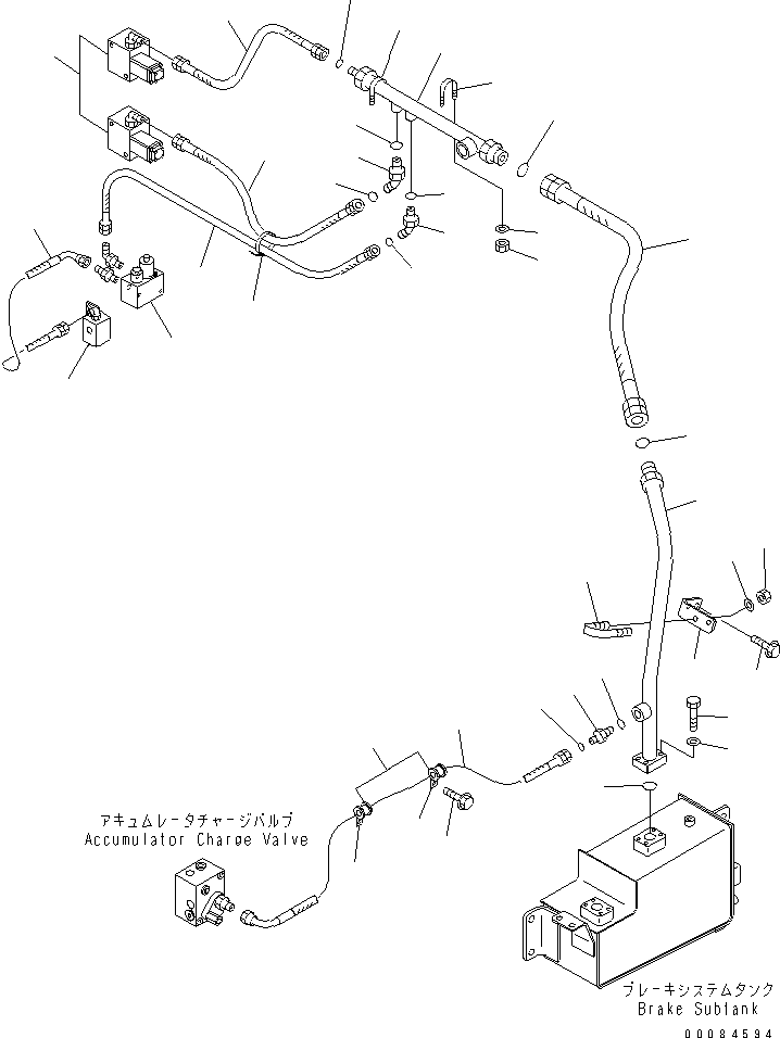 Komatsu parts book diagram for HM350-1L S/N A10001-UP: BRAKE PIPING (RETURN LINE)