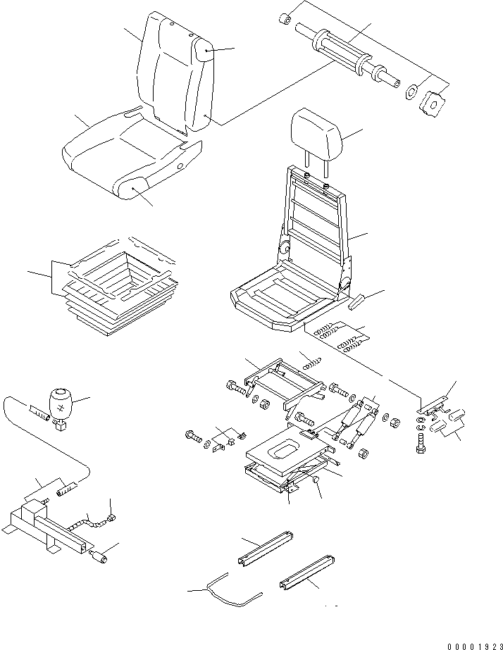 Komatsu parts book diagram for HM350-1L S/N A10001-UP: OPERATOR'S SEAT (INNER PARTS)