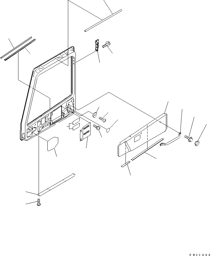 Komatsu parts book diagram for HM350-1L S/N A10001-UP: OPERATOR'S CAB (R.H. DOOR¤ ACCESSORY PARTS) (WITH RADIO OR STEREO CASSETTE)