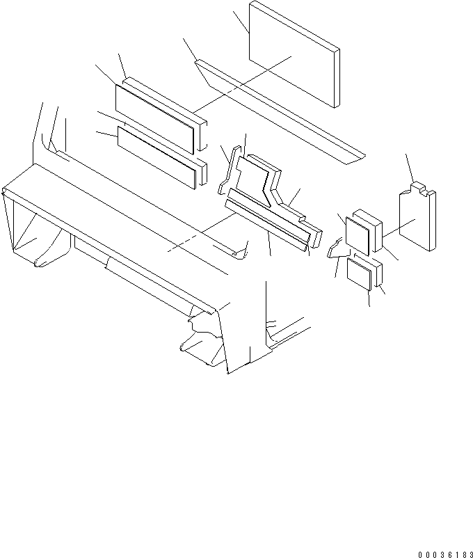 Komatsu parts book diagram for HM350-1L S/N A10001-UP: OPERATOR'S CAB (NOISE PROOFING SHEET¤ 1/2) (WITH RADIO OR STEREO CASSETTE)