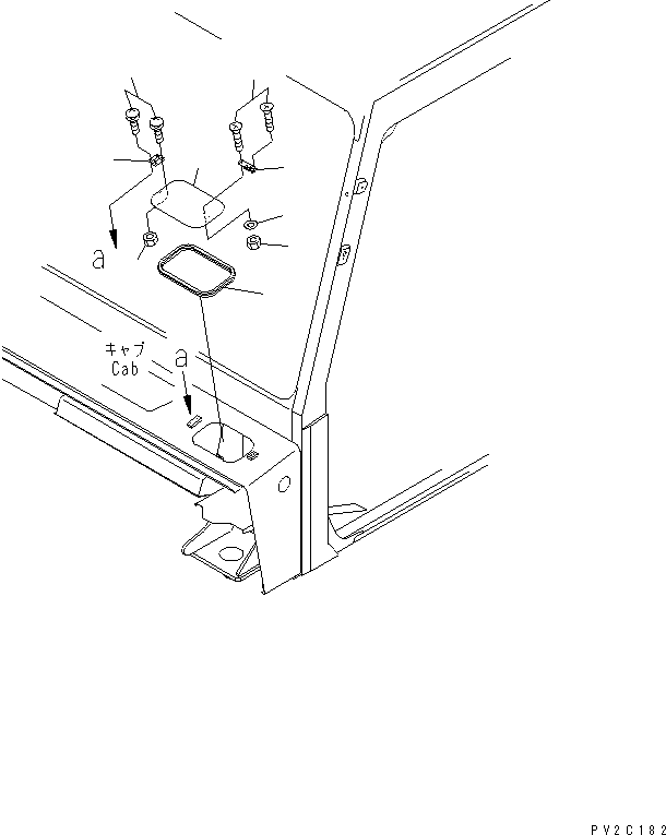 Komatsu parts book diagram for HM350-1L S/N A10001-UP: OPERATOR'S CAB (WASHER TANK COVER) (WITH RADIO OR STEREO CASSETTE)