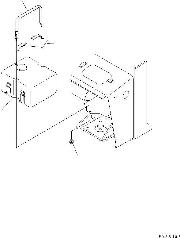 Komatsu parts book diagram for HM350-1L S/N A10001-UP: OPERATOR'S CAB (WASHER TANK) (WITH RADIO OR STEREO CASSETTE)