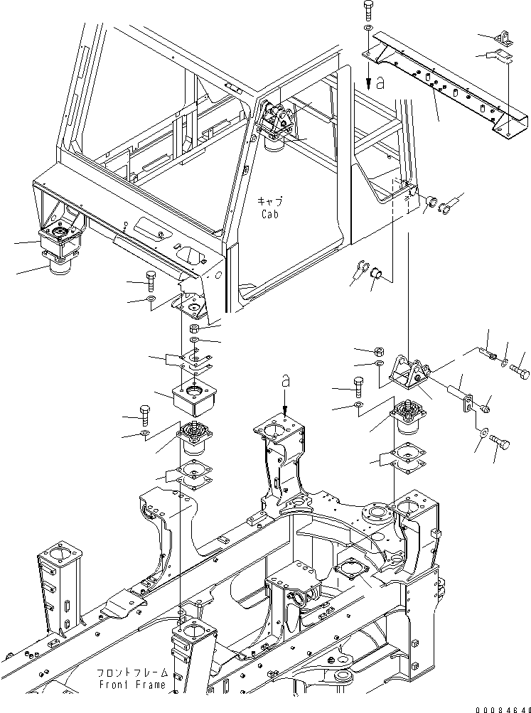 Komatsu parts book diagram for HM350-1L S/N A10001-UP: CAB (MOUNTING PARTS)