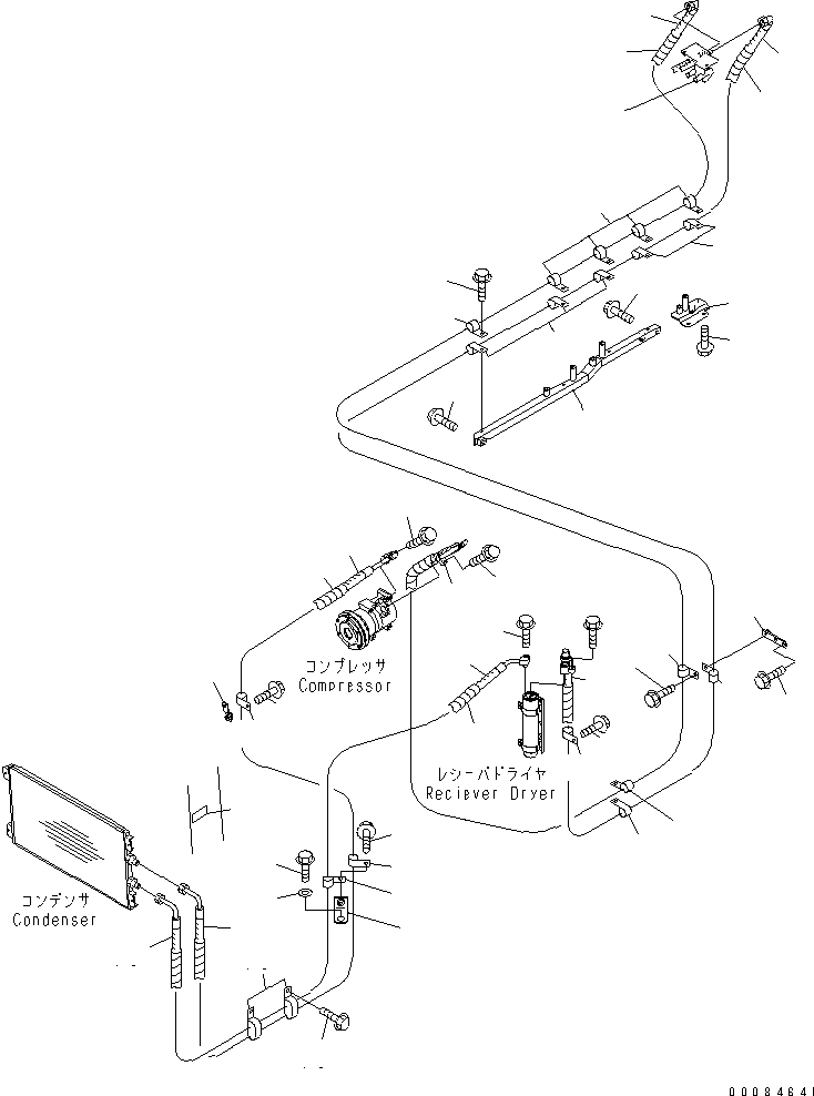 Komatsu parts book diagram for HM350-1L S/N A10001-UP: AIR CONDITIONER PIPING (COOLING)