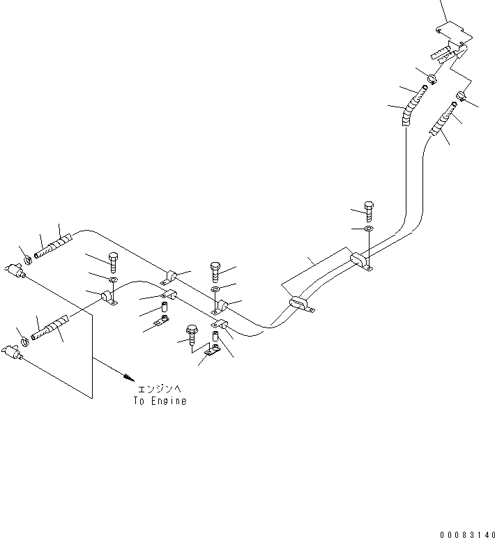 Komatsu parts book diagram for HM350-1L S/N A10001-UP: AIR CONDITIONER PIPING (HEATING)
