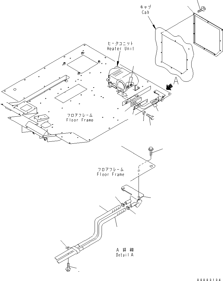 Komatsu parts book diagram for HM350-1L S/N A10001-UP: AIR CONDITIONER (CAB HEATER) (WATER PIPING)