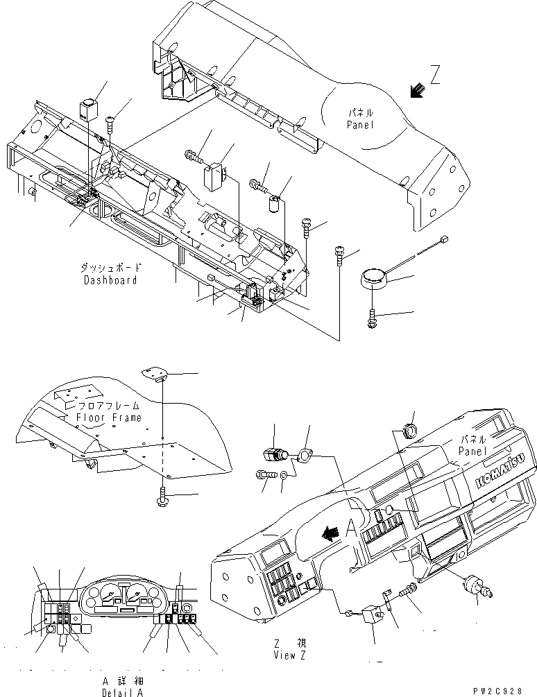 Komatsu parts book diagram for HM350-1L S/N A10001-UP: CAB (INSTRUMENT PANEL) (ELECTRICAL SYSTEM)