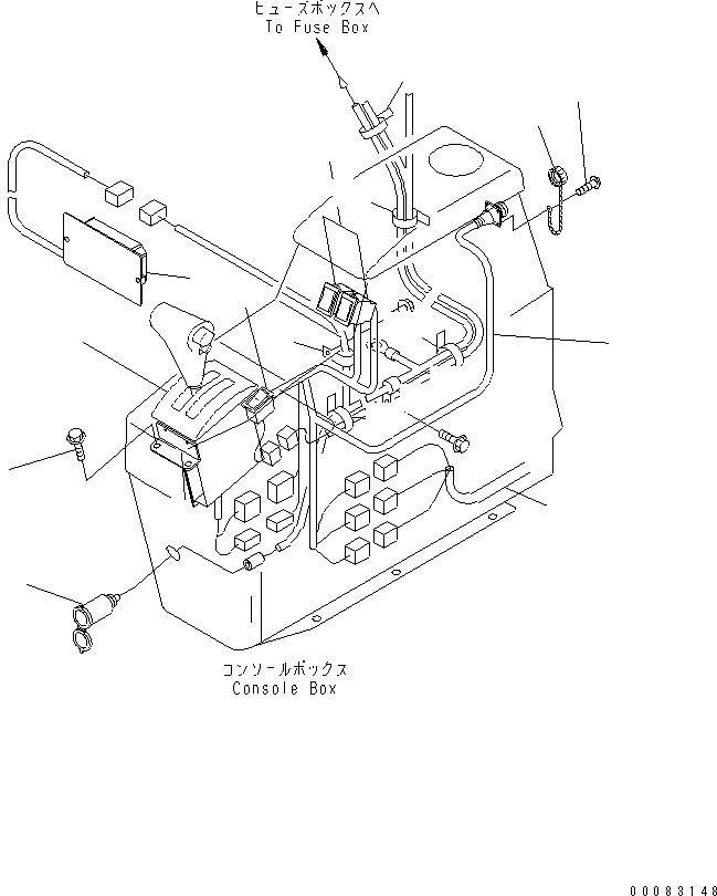 Komatsu parts book diagram for HM350-1L S/N A10001-UP: CAB CONSOLE BOX (ELECTRICAL SYSTEM)