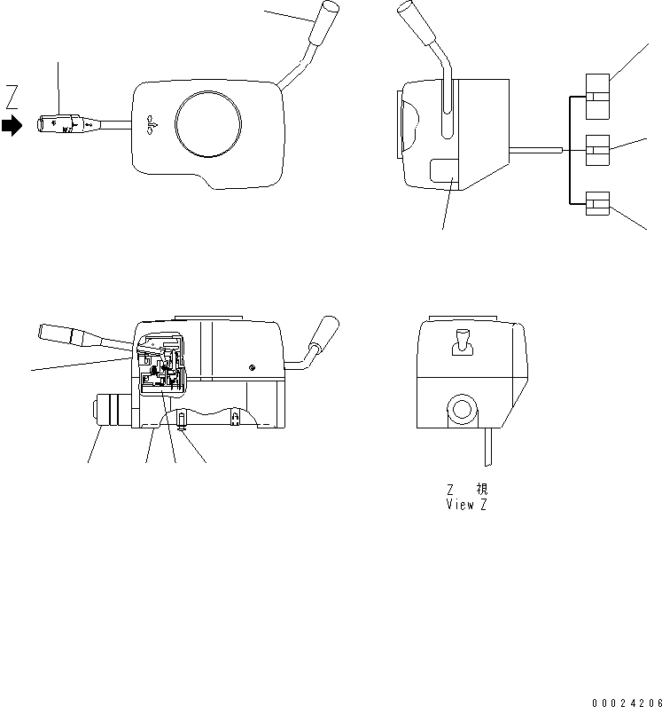 Komatsu parts book diagram for HM350-1L S/N A10001-UP: CAB ELECTRICAL (COLUMN SWITCH INNER PARTS)