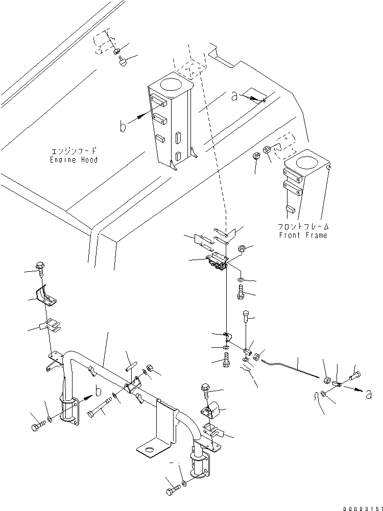 Komatsu parts book diagram for HM350-1L S/N A10001-UP: ENGINE HOOD AND RELATED PARTS (2/2)