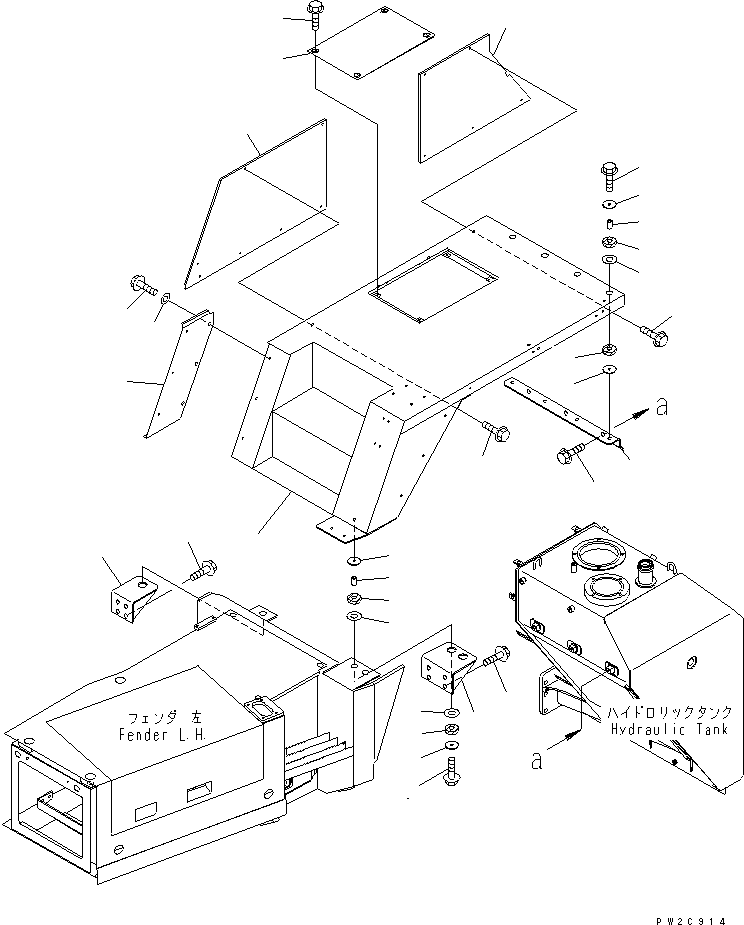 Komatsu parts book diagram for HM350-1L S/N A10001-UP: FENDER (L.H. UPPER)