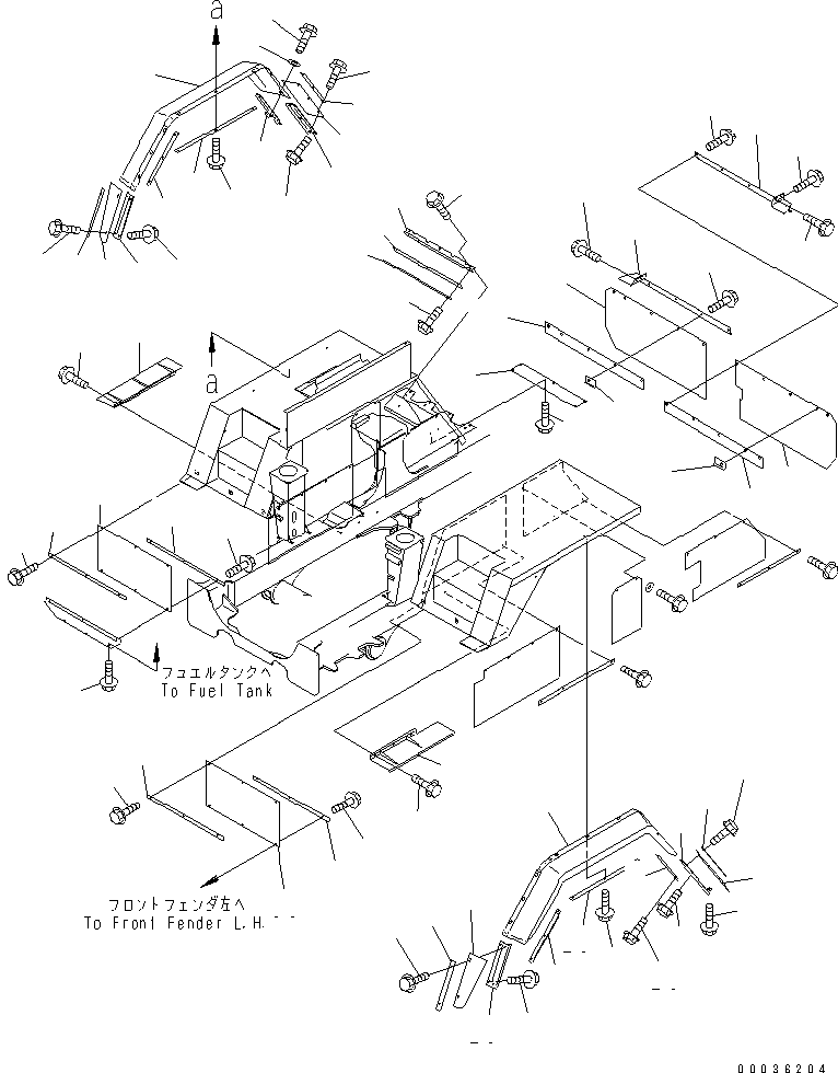 Komatsu parts book diagram for HM350-1L S/N A10001-UP: MUD GUARD(#A10023-)