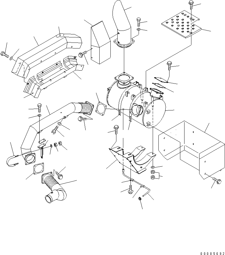 Komatsu parts book diagram for HM350-1L S/N A10001-UP: FENDER SUB ASS'Y (R.H.) (EXHAUST PIPING)