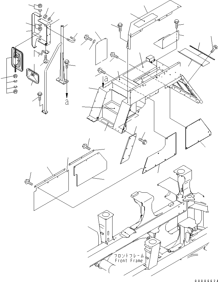 Komatsu parts book diagram for HM350-1L S/N A10001-UP: FENDER SUB ASS'Y (R.H.) (FENDER AND RELATED PARTS) (WITH ADDITIONAL REAR MIRROR)