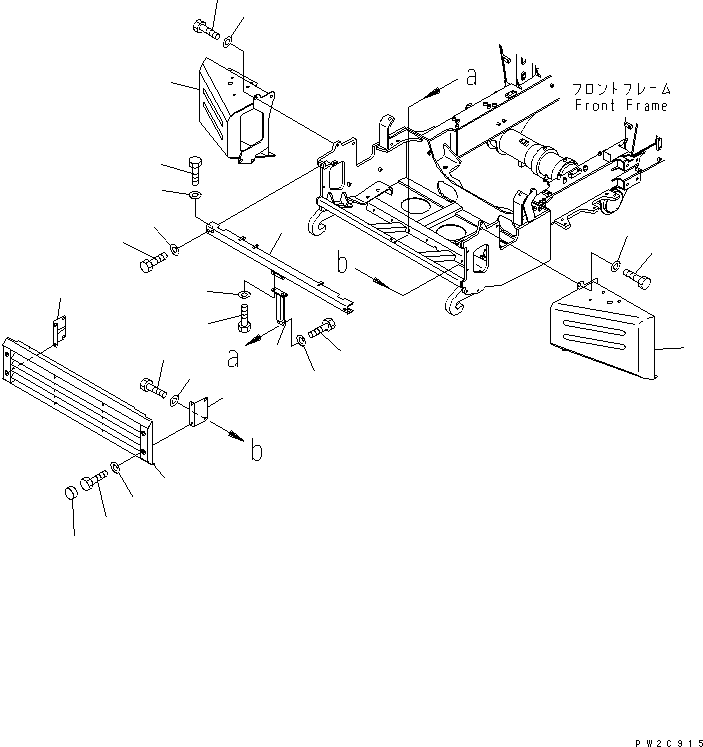 Komatsu parts book diagram for HM350-1L S/N A10001-UP: FRONT FRAME (BUMPER)