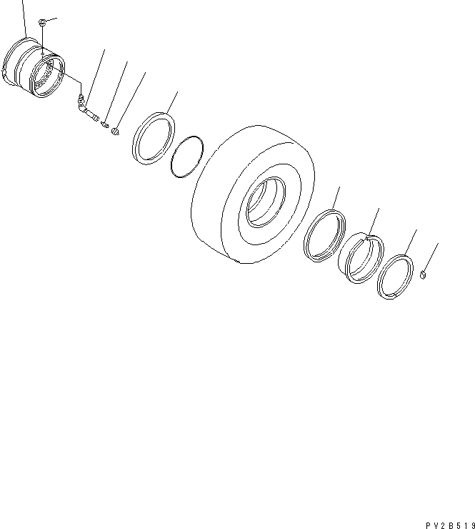 Komatsu parts book diagram for HM350-1L S/N A10001-UP: RIM (26.5-R25)